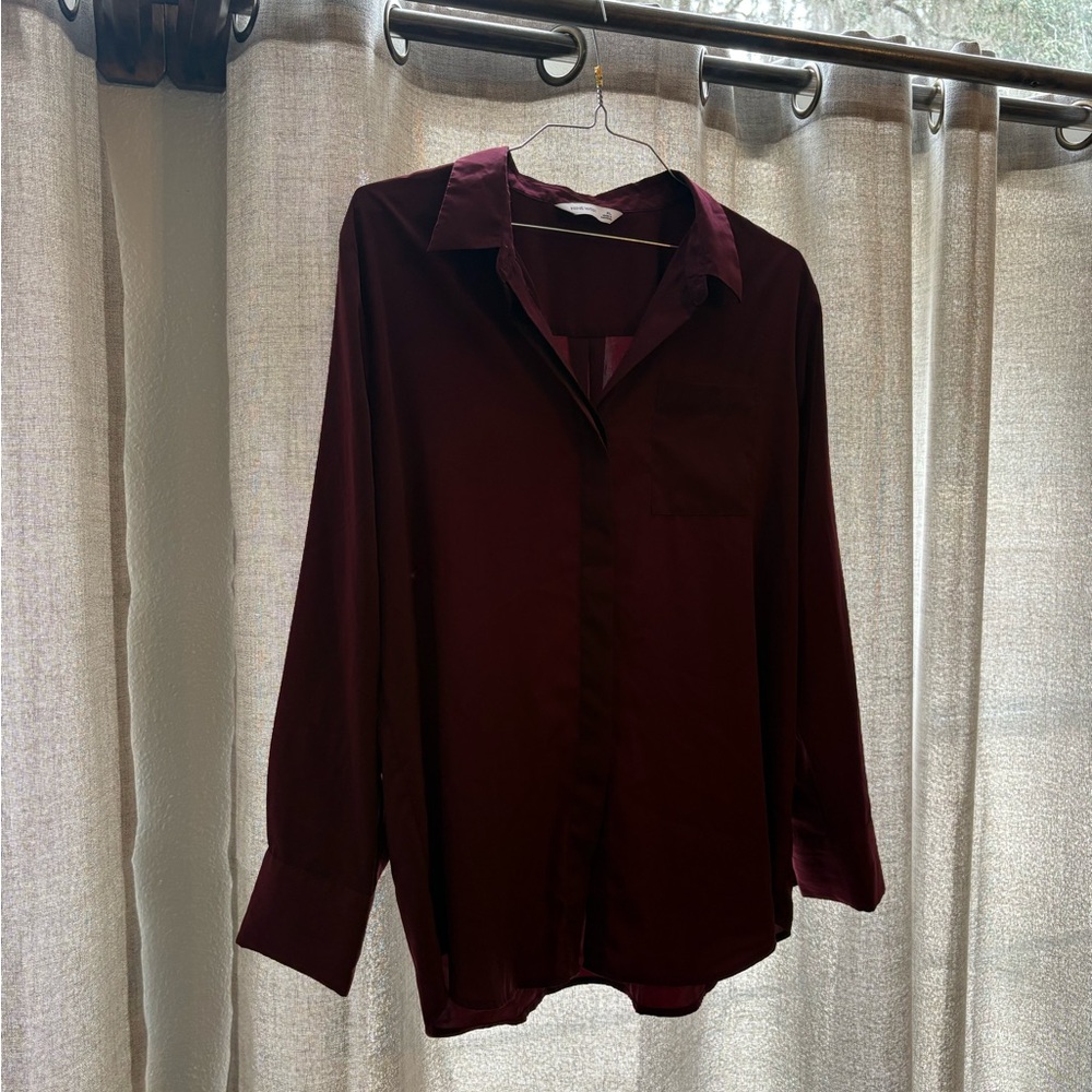 Nine West Deep Burgundy Button Down Ladies XL
